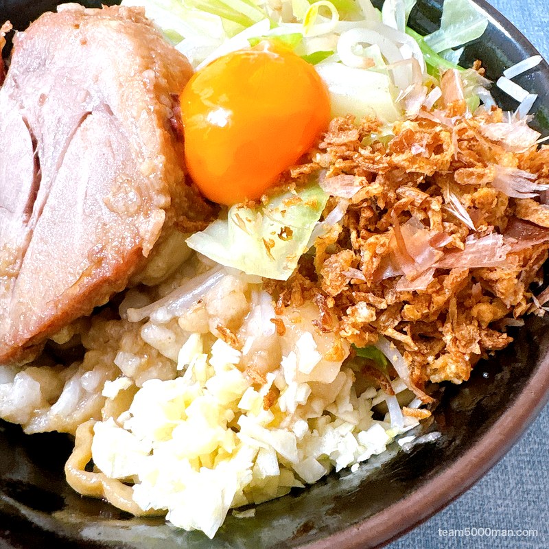 豚ノヴァ 汁なし 完成丼のアップ