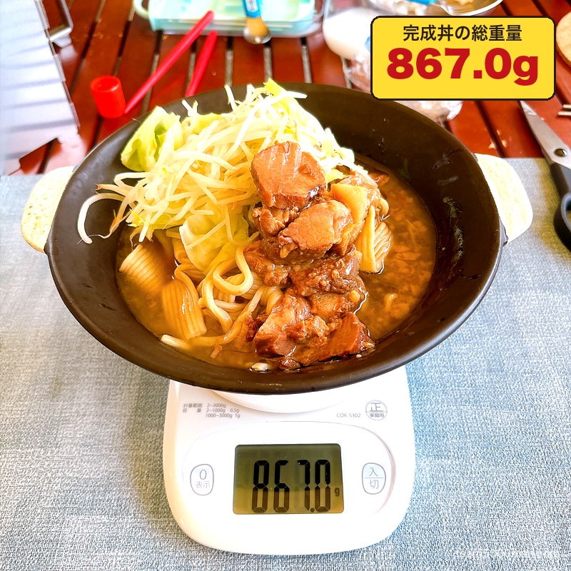 麺でる ラーメン 完成した丼の総重量 867.0g